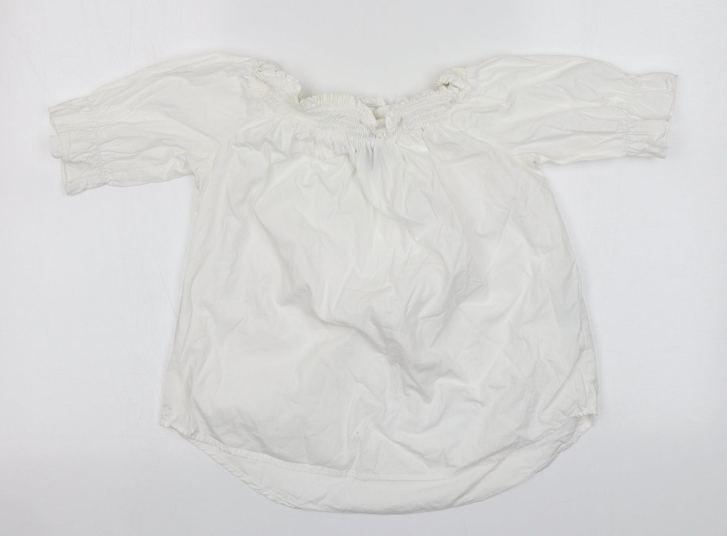 New Look Womens White  Cotton Basic T-Shirt Size 8 Round Neck