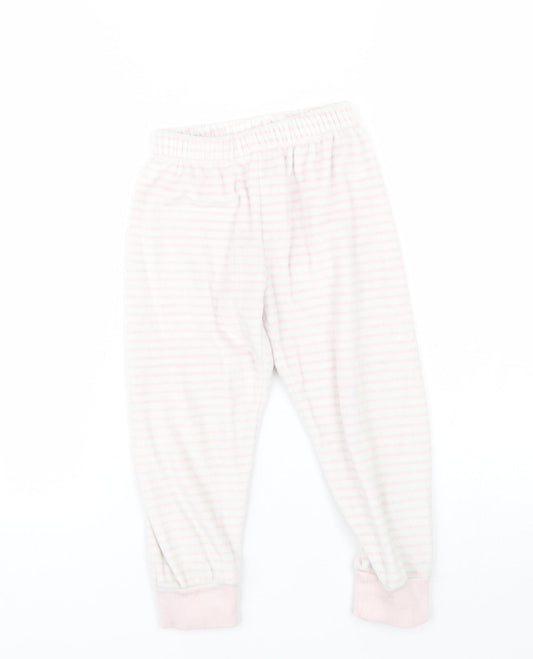 Disney Girls Pink Striped Polyester  Pyjama Pants Size 4 Years