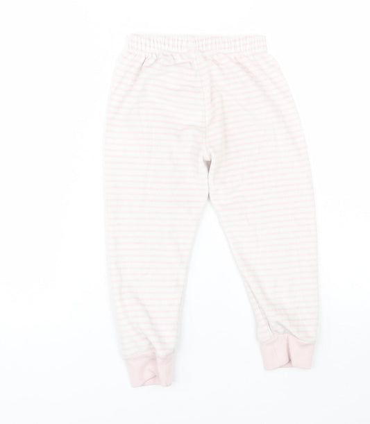 Disney Girls Pink Striped Polyester  Pyjama Pants Size 4 Years