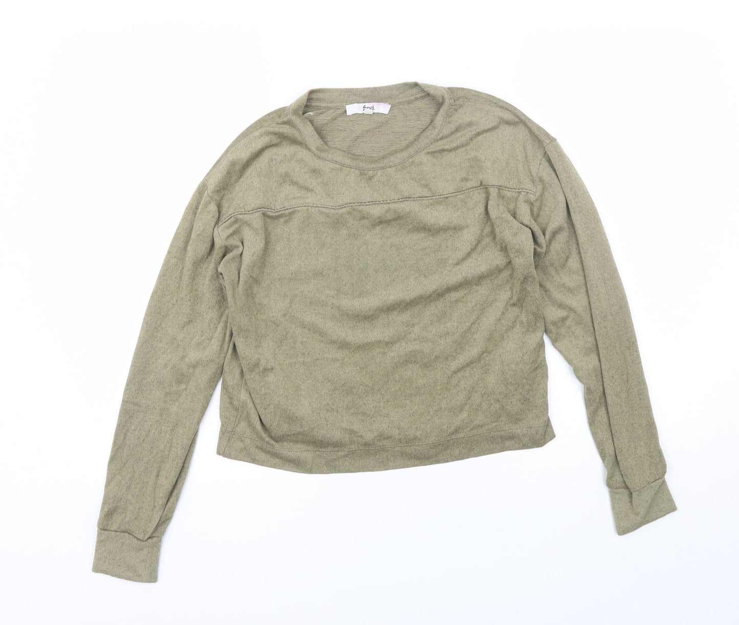 Find Womens Green Round Neck  Polyester Pullover Jumper Size S