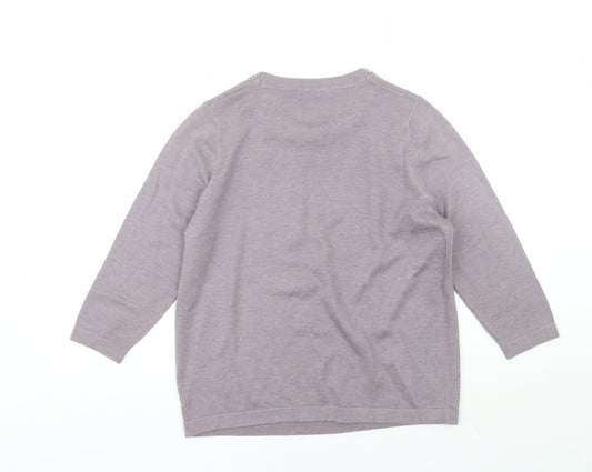 Marks and Spencer Womens Purple Round Neck  Acrylic Pullover Jumper Size 12