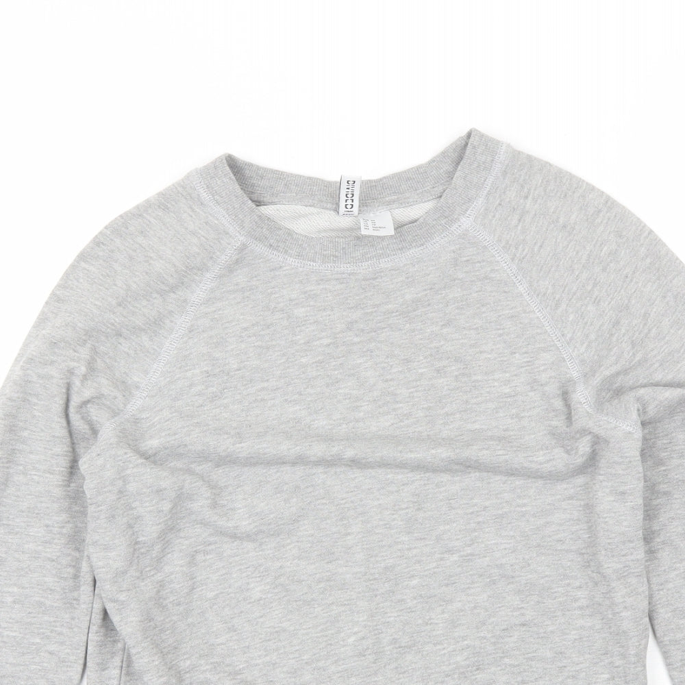 Divided Womens Grey Round Neck  Cotton Pullover Jumper Size XS