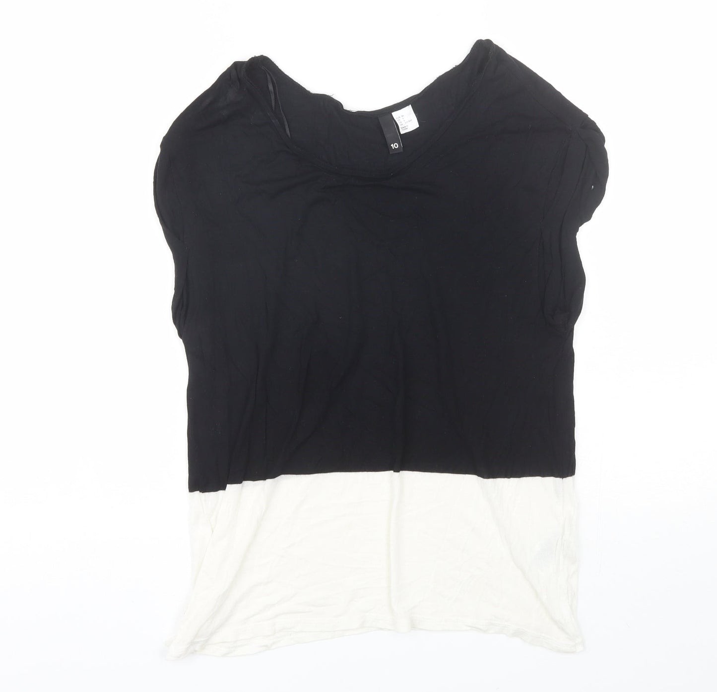 Divided Womens Black  Viscose Basic T-Shirt Size 10 Round Neck