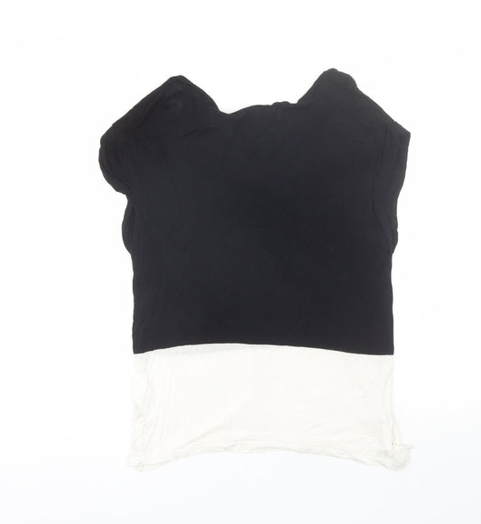 Divided Womens Black  Viscose Basic T-Shirt Size 10 Round Neck