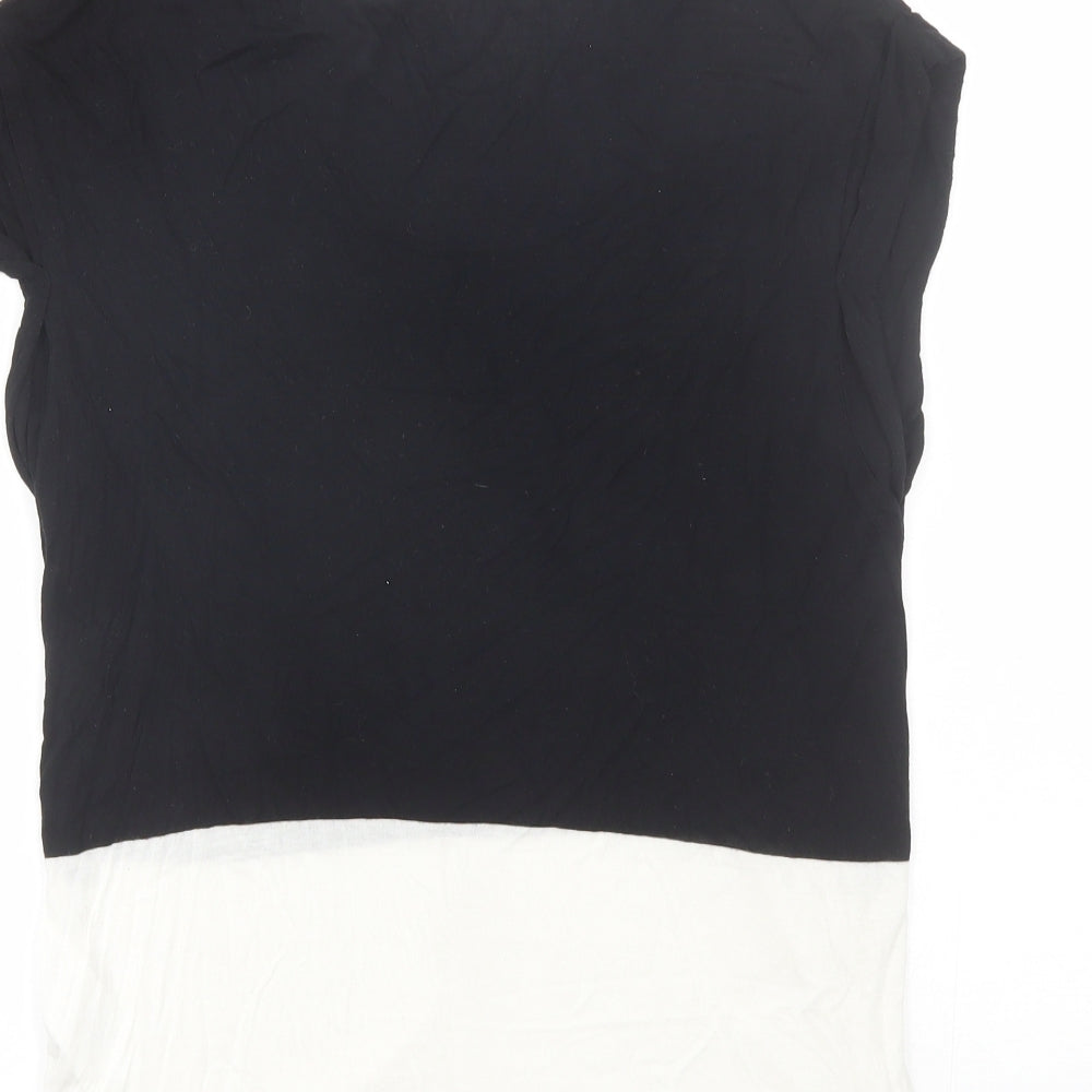 Divided Womens Black  Viscose Basic T-Shirt Size 10 Round Neck