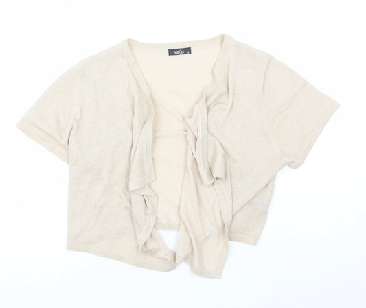 M&Co Womens Beige V-Neck  Viscose Shrug Jumper Size M