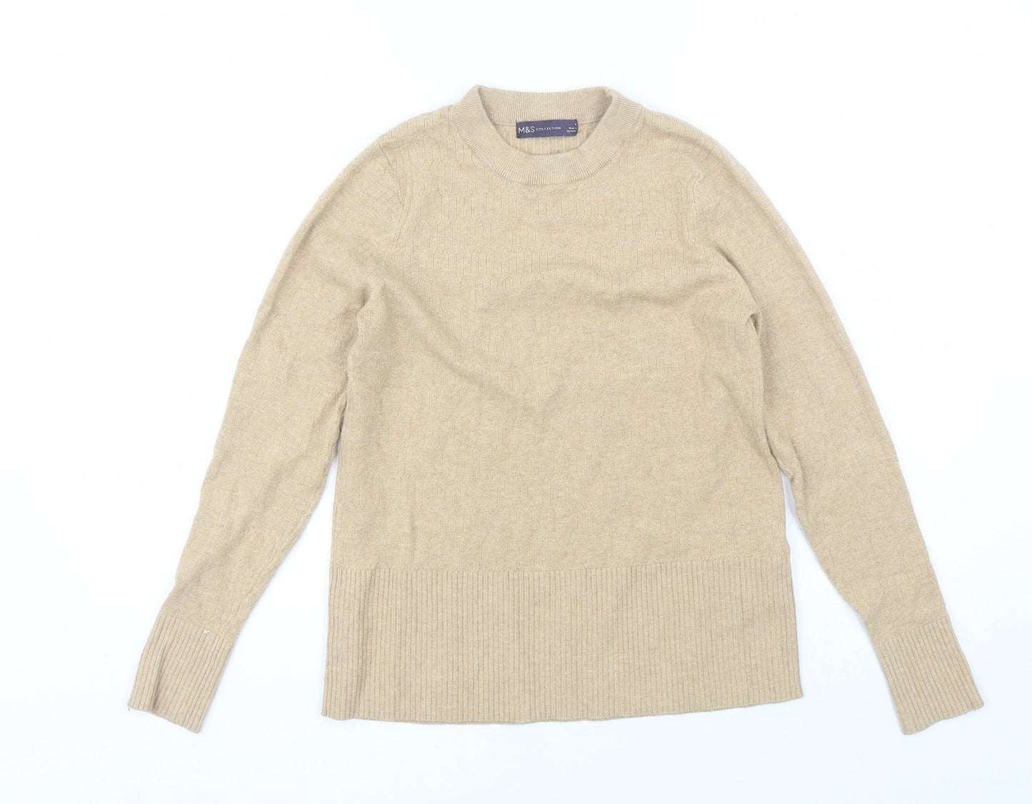 Marks and Spencer Womens Brown Round Neck  Viscose Pullover Jumper Size 14