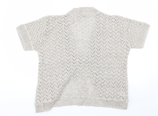 CHIC Womens Beige V-Neck  Cotton Shrug Jumper Size M
