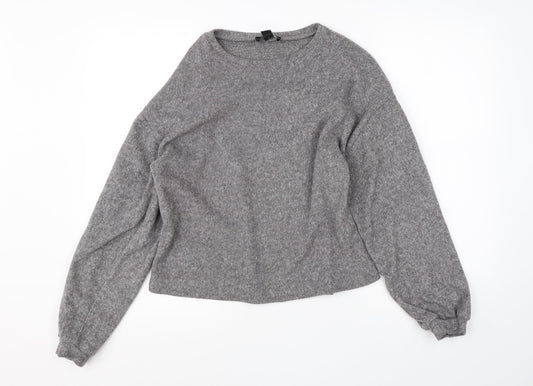 New Look Womens Grey Round Neck  Polyester Pullover Jumper Size S