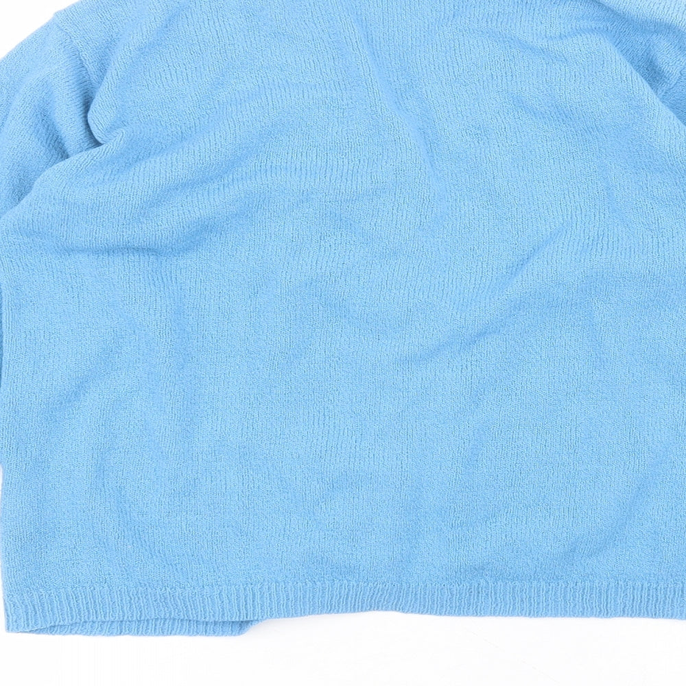 Akal Collection Womens Blue V-Neck  Acrylic Cardigan Jumper Size M