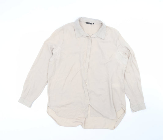 Iconic Womens Brown  Polyester Basic Button-Up Size 16 Collared