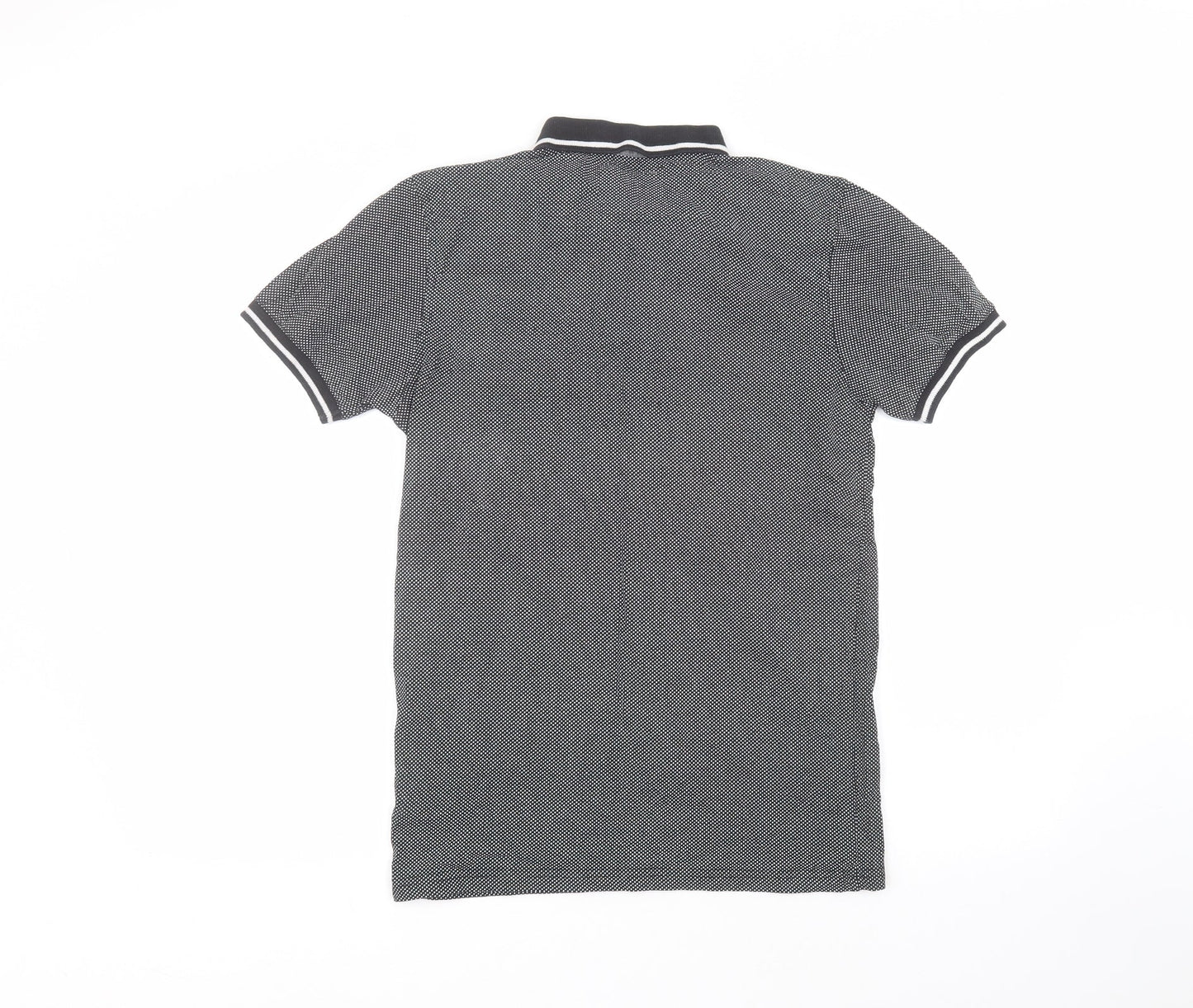 Nanny State Mens Black Polka Dot Cotton  Polo Size S Collared