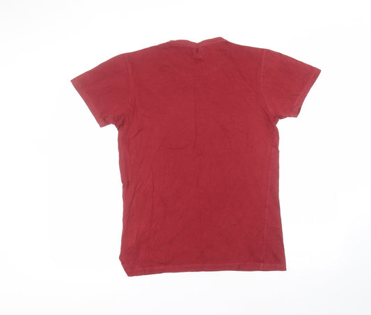 Cedar Wood State Mens Red  Cotton  T-Shirt Size S Round Neck