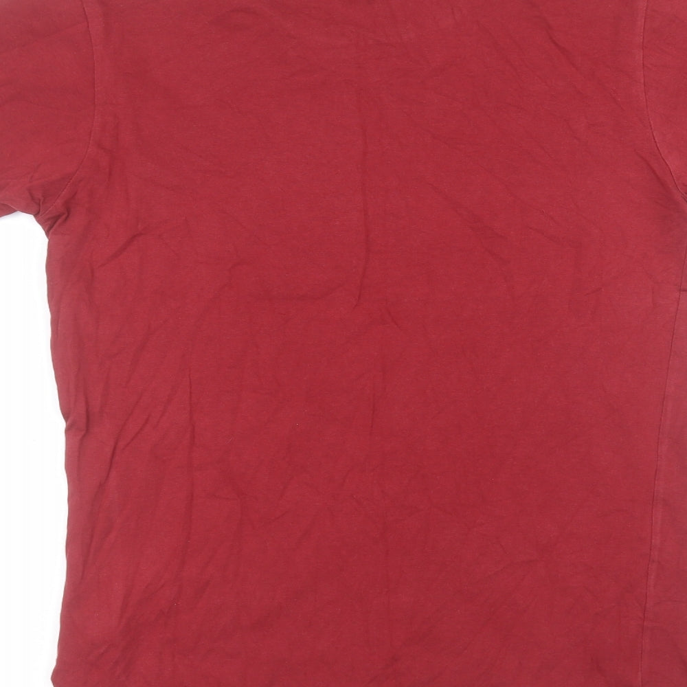 Cedar Wood State Mens Red  Cotton  T-Shirt Size S Round Neck