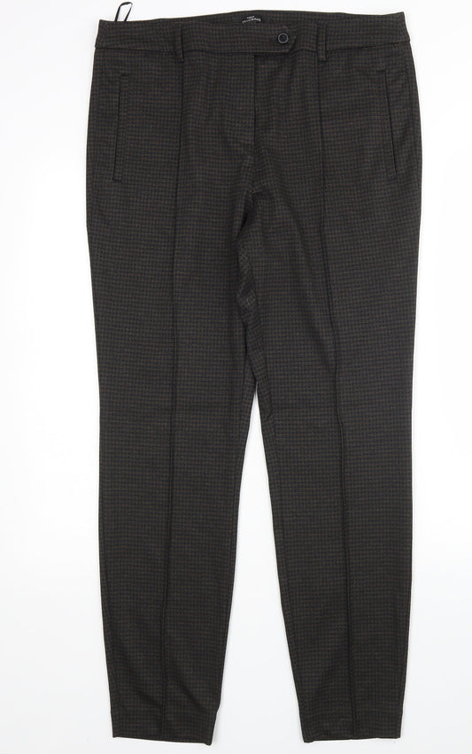 NEXT Womens Multicoloured Houndstooth Polyester Trousers  Size 12 L30 in Regular