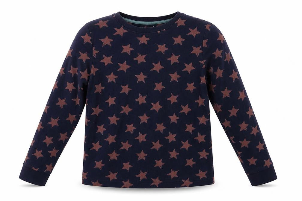 NEXT Girls Blue Geometric Cotton Top Pyjama Top Size 9-10 Years   - Star Print
