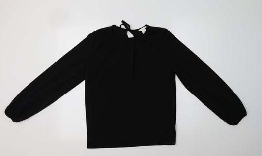H&M Womens Black  Polyester Basic Blouse Size XS Round Neck