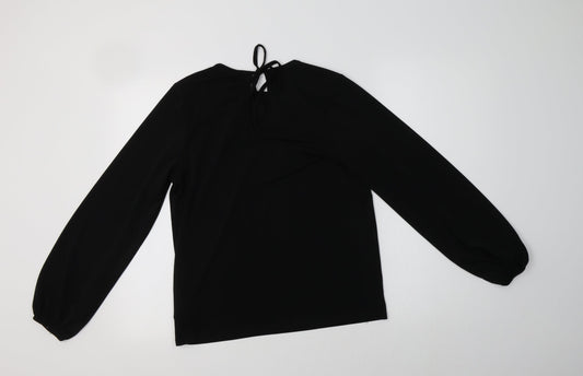 H&M Womens Black  Polyester Basic Blouse Size XS Round Neck