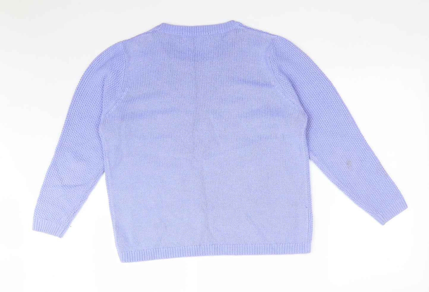 ISLE Womens Blue Argyle/Diamond Acrylic Pullover Sweatshirt Size M