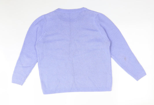 ISLE Womens Blue Argyle/Diamond Acrylic Pullover Sweatshirt Size M