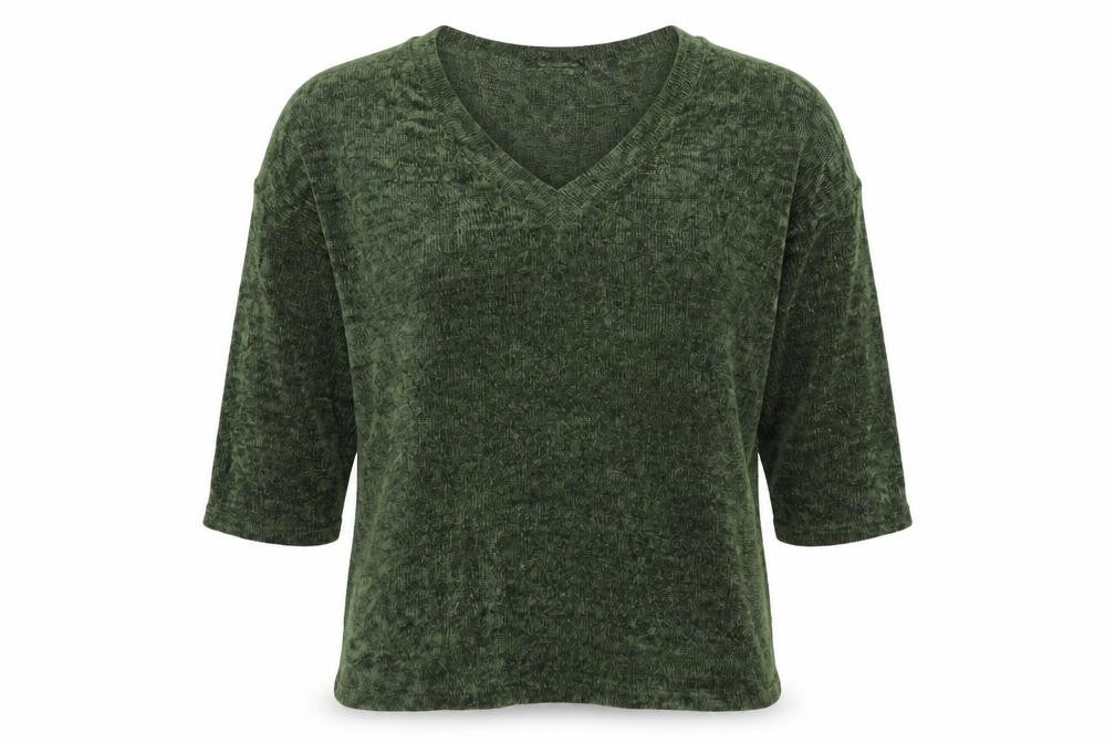 Capsule Womens Green Polyester Basic T-Shirt Size 34 V-Neck