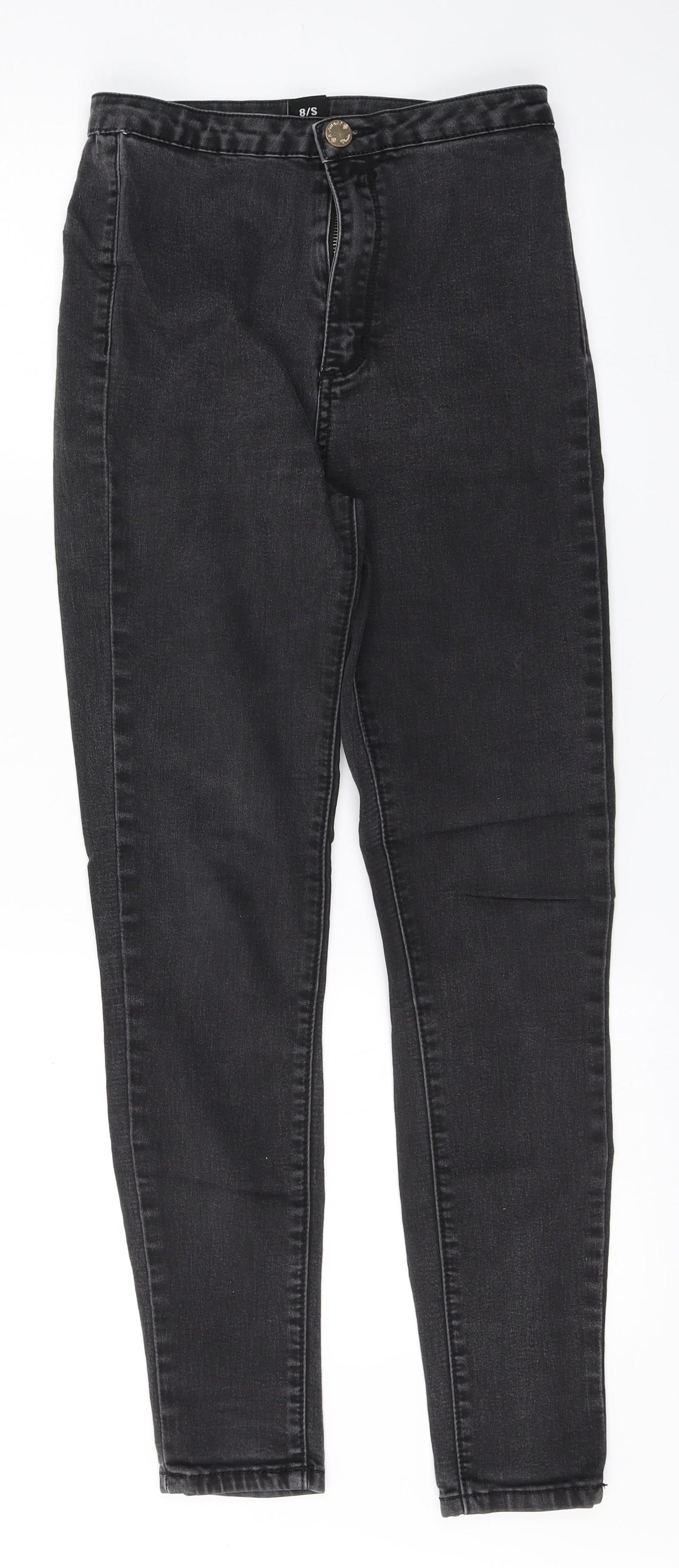 Preworn Womens Black  Cotton Straight Jeans Size 8 L28 in Regular