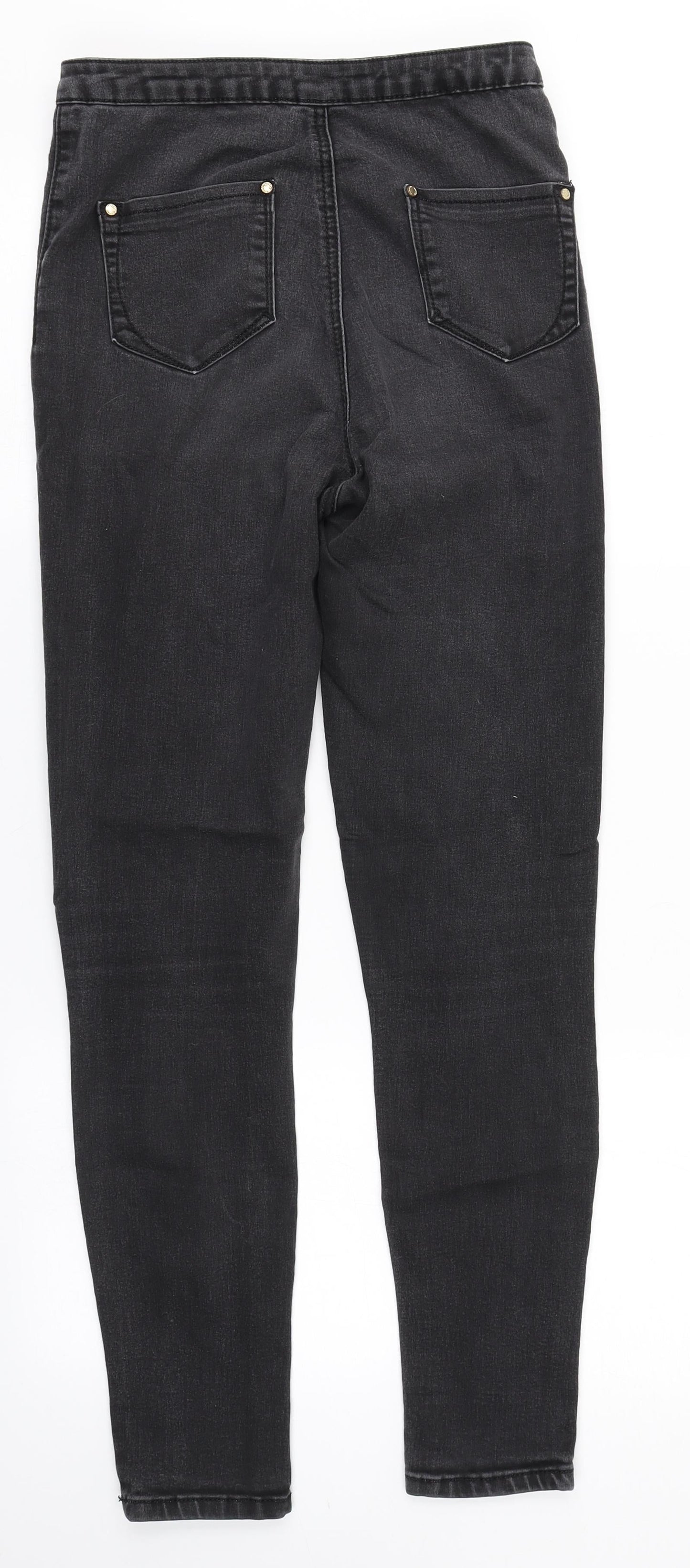 Preworn Womens Black  Cotton Straight Jeans Size 8 L28 in Regular
