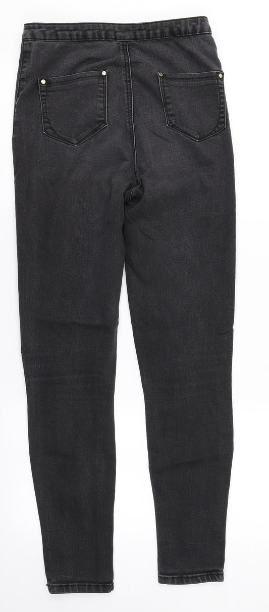 Preworn Womens Black  Cotton Straight Jeans Size 8 L28 in Regular