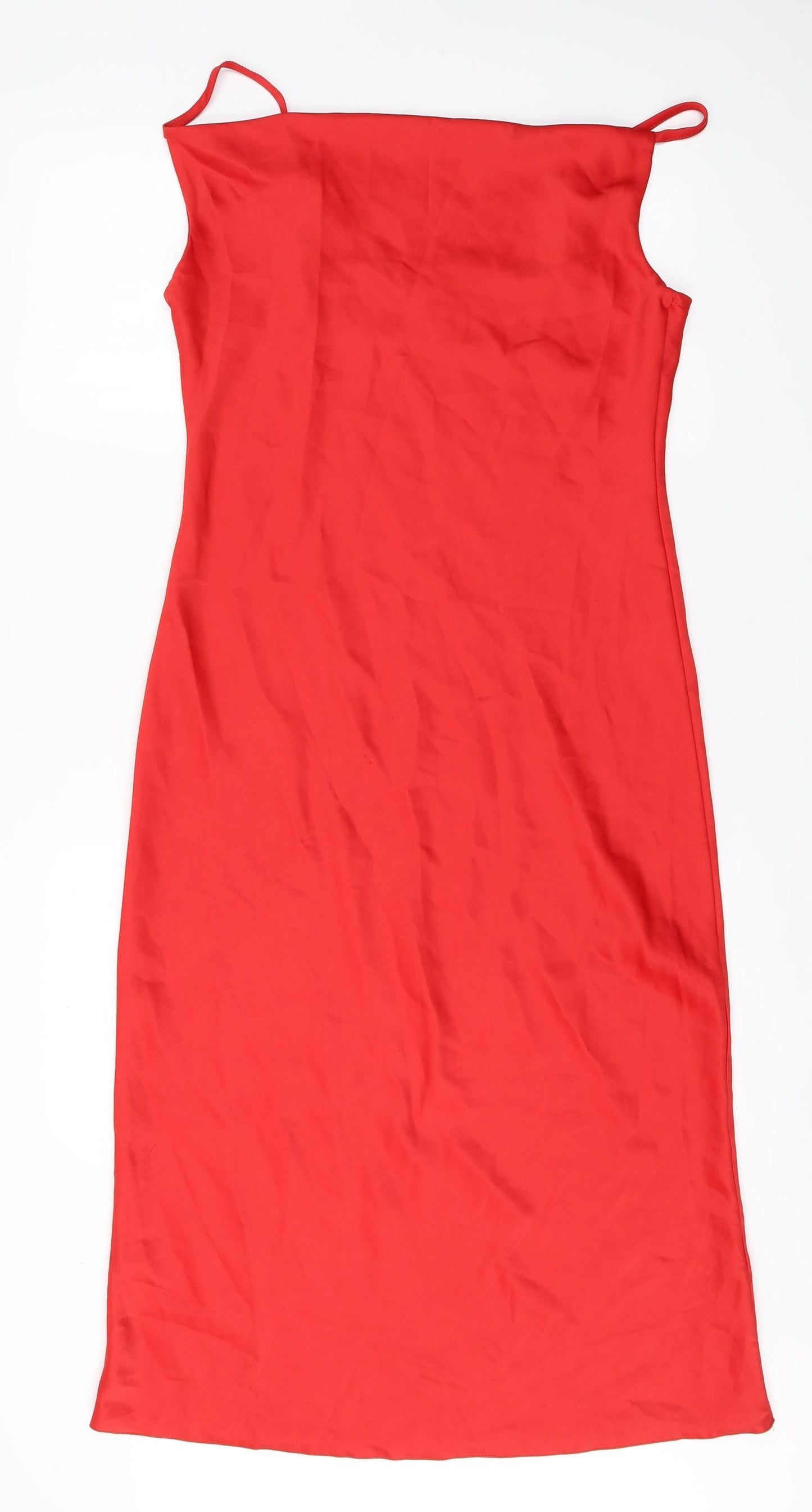 New Look Womens Red  Polyester Pencil Dress  Size 10  Square Neck