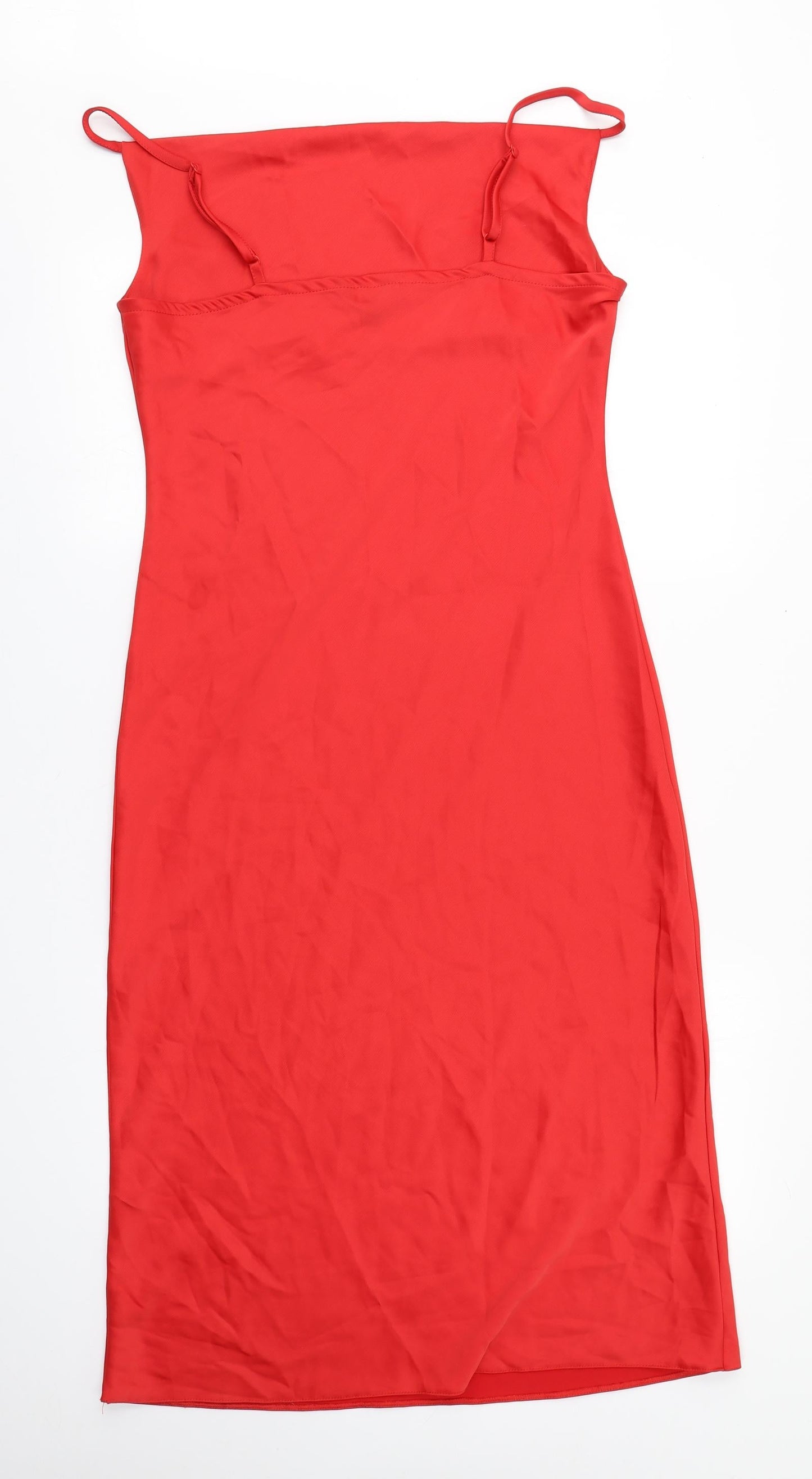 New Look Womens Red  Polyester Pencil Dress  Size 10  Square Neck