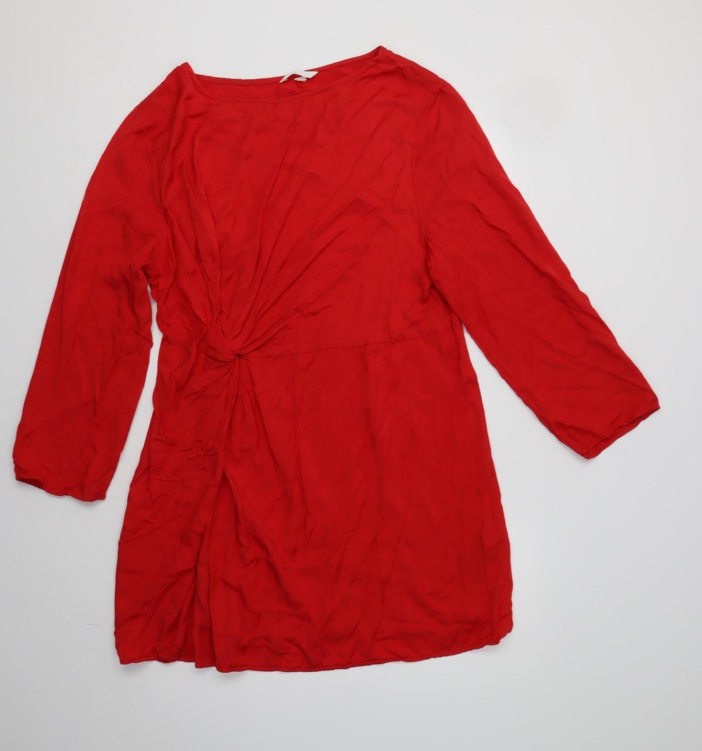 H&M Womens Red  Viscose Sheath  Size M  Round Neck