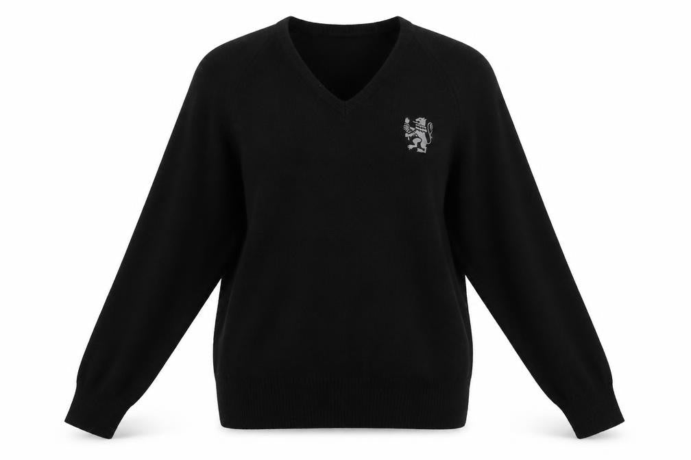 Charles Kirk Womens Black V-Neck  Acrylic Pullover Jumper Size M