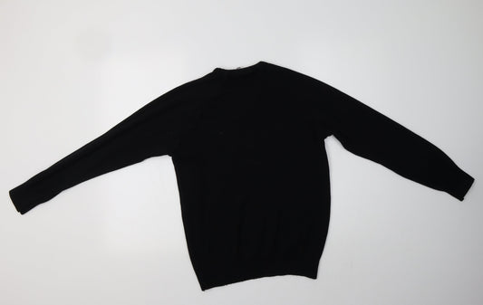 Charles Kirk Womens Black V-Neck  Acrylic Pullover Jumper Size M