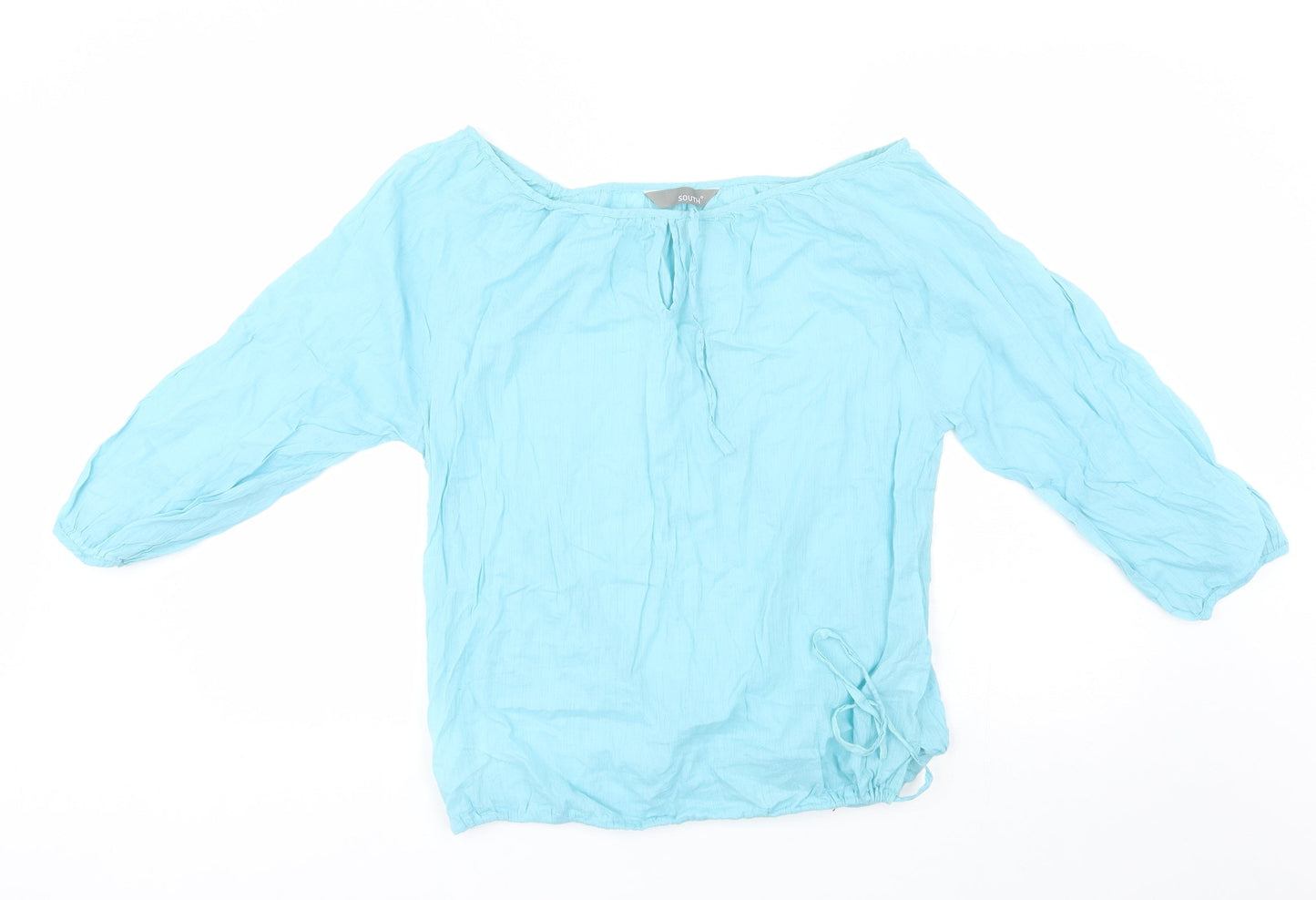 South Womens Blue  Cotton Basic Blouse Size 12 Off the Shoulder