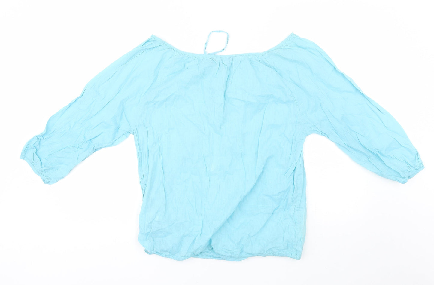 South Womens Blue  Cotton Basic Blouse Size 12 Off the Shoulder