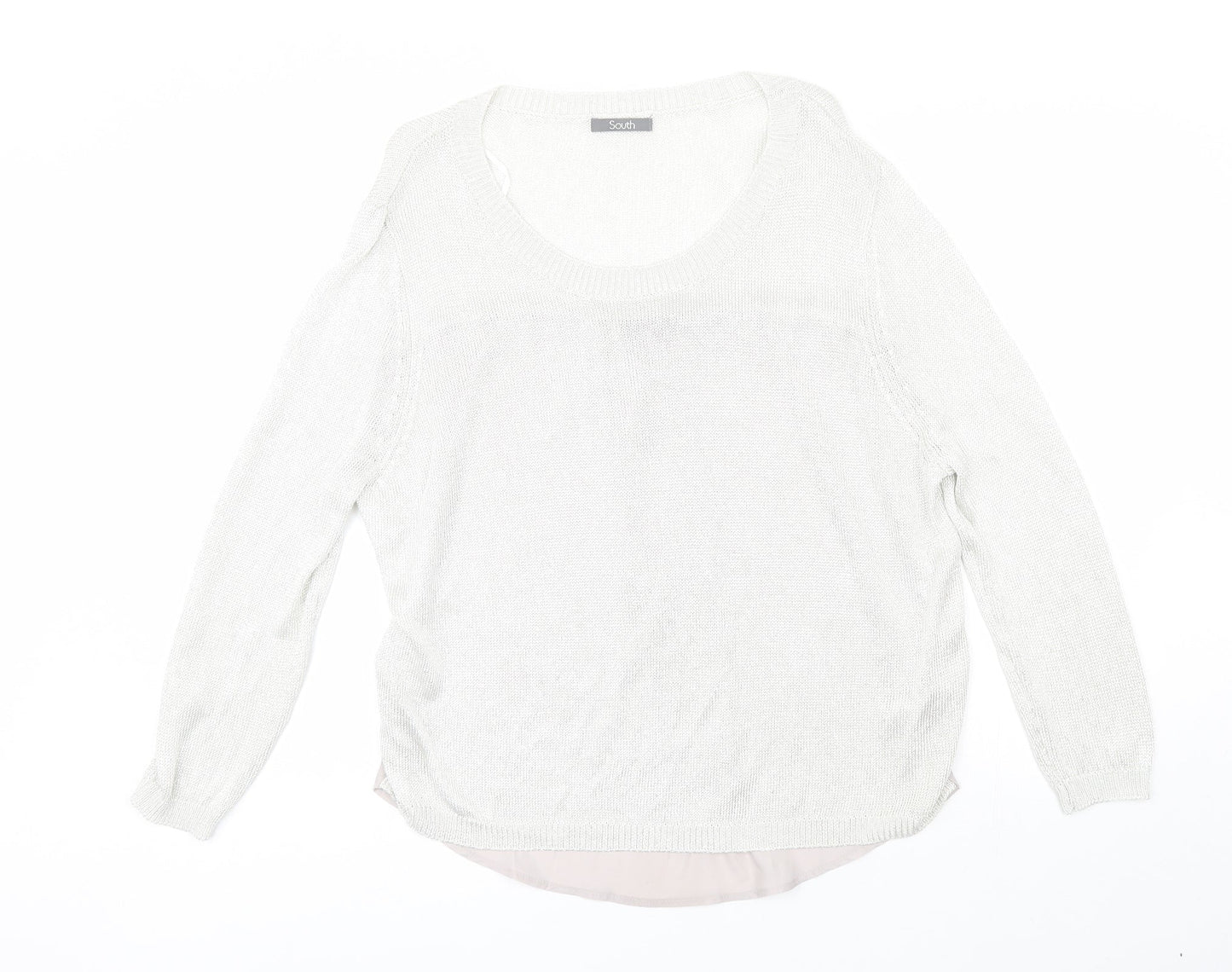 South Womens Silver Round Neck  Viscose Pullover Jumper Size 16