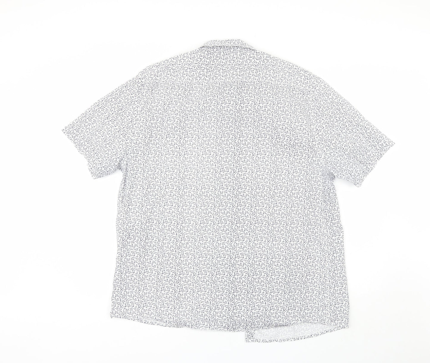 George Mens White Floral Cotton  Button-Up Size XL Collared