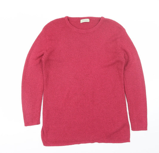 Joie de vivre Womens Pink Round Neck  Acrylic Pullover Jumper Size L
