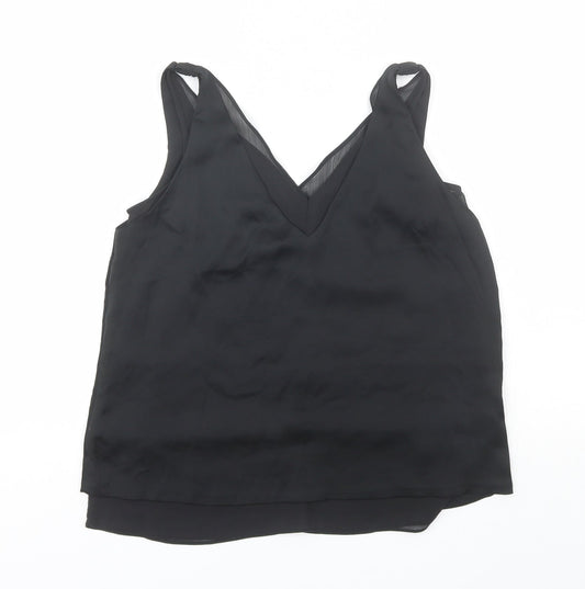 H&M Womens Black  Polyester Basic Blouse Size 8 V-Neck