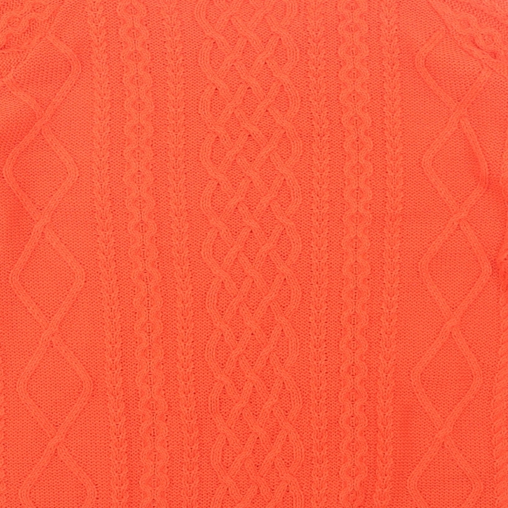 BASSINI Womens Orange Square Neck  Acrylic Pullover Jumper Size XL