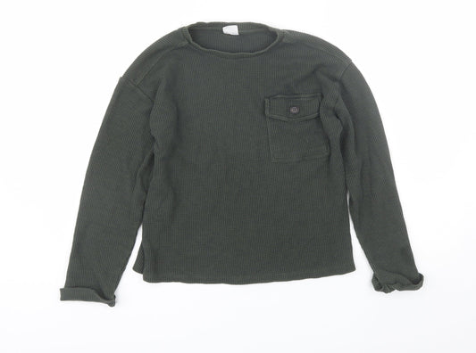 Zara Boys Green Round Neck  Polyester Pullover Jumper Size 13-14 Years