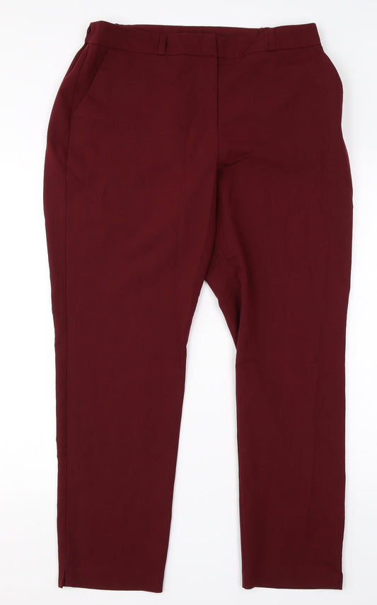 Tailored Womens Red  Polyester Dress Pants Trousers Size 14 L25 in Regular