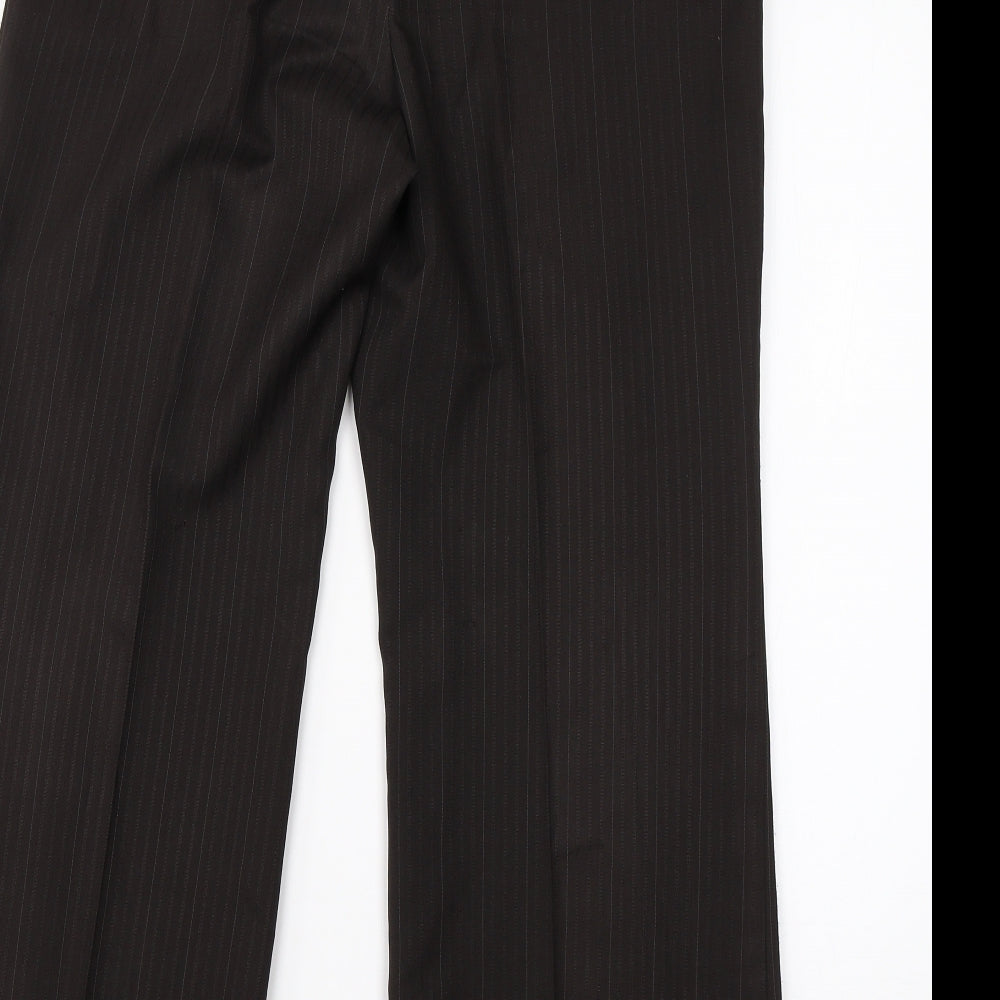 Marks & Spencer Womens Brown Striped Polyester Dress Pants Trousers Size 10 L25 in Regular