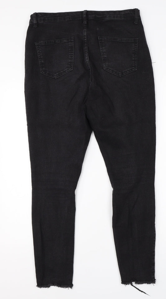 Boohoo Womens Black  Cotton Skinny Jeans Size 12 L24 in Regular