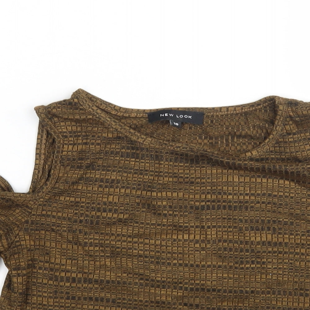 New Look Womens Brown Round Neck  Polyester Pullover Jumper Size 10