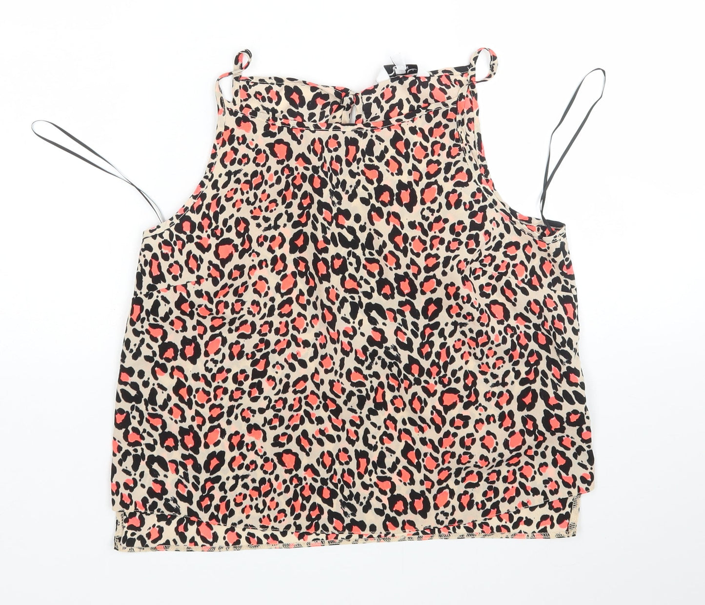 New Look Womens Multicoloured Animal Print Polyester Basic Tank Size 10 Round Neck