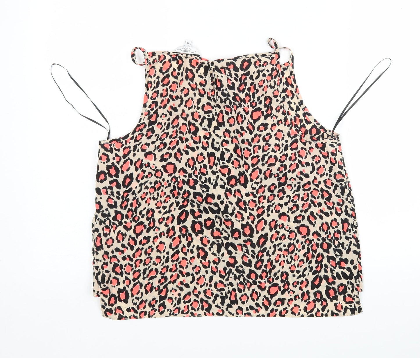 New Look Womens Multicoloured Animal Print Polyester Basic Tank Size 10 Round Neck