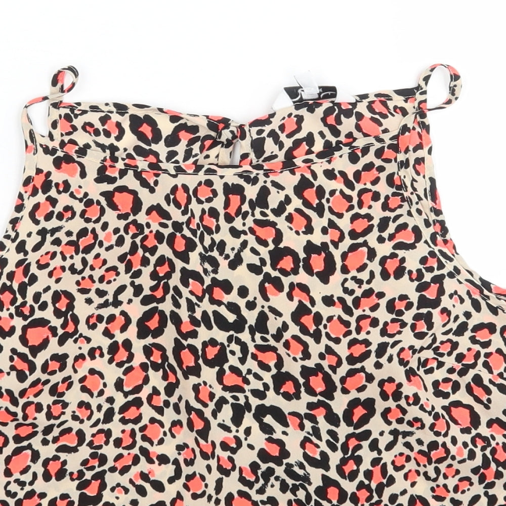 New Look Womens Multicoloured Animal Print Polyester Basic Tank Size 10 Round Neck
