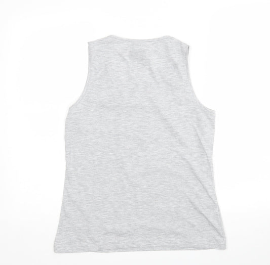 Barley Lane  Womens Grey  Cotton Basic Tank Size M Round Neck