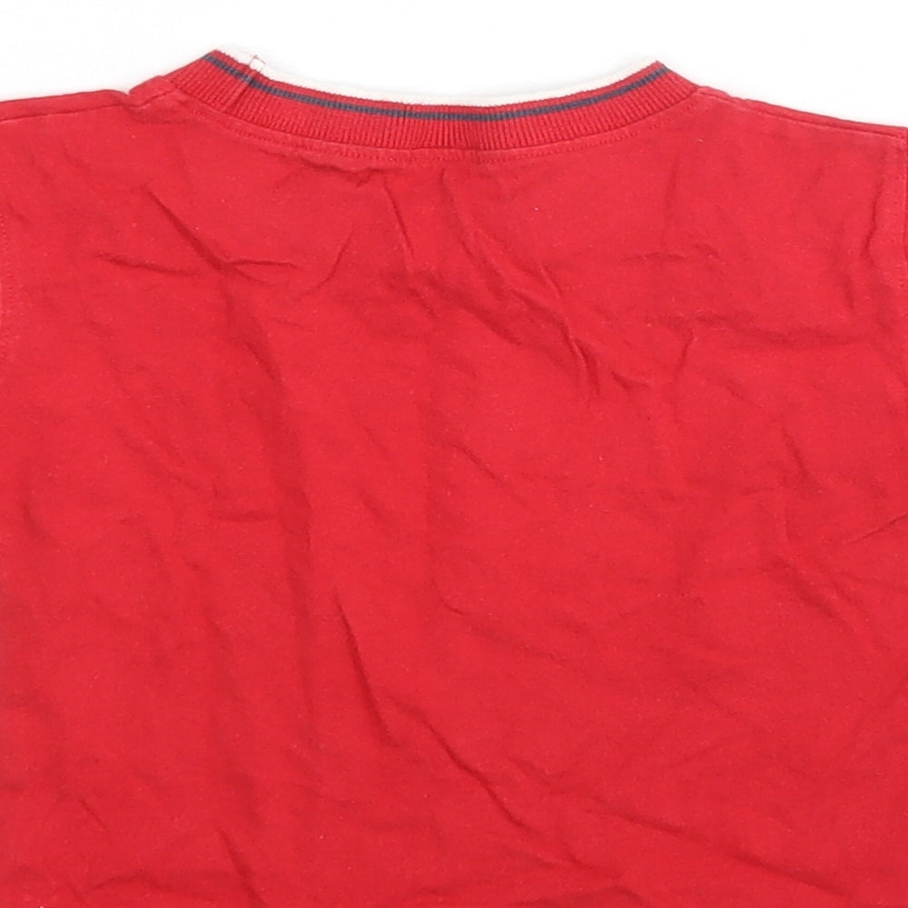 Tiny Ted Boys Red  Cotton Basic T-Shirt Size 9-12 Months Round Neck